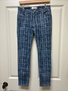 CAbi Women’s Skinny Jeans in Blue Plaid Wash